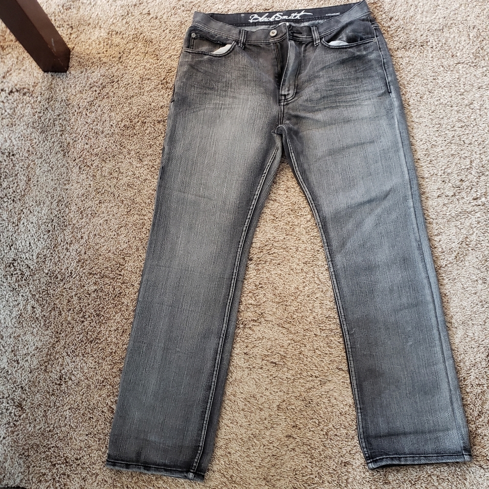Grey stonewash men's straight jeans